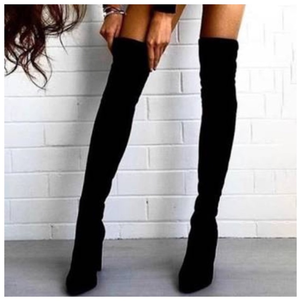 Steve Madden Osana Over the Knee Sock OTK Boots Sz 8 Black Suede